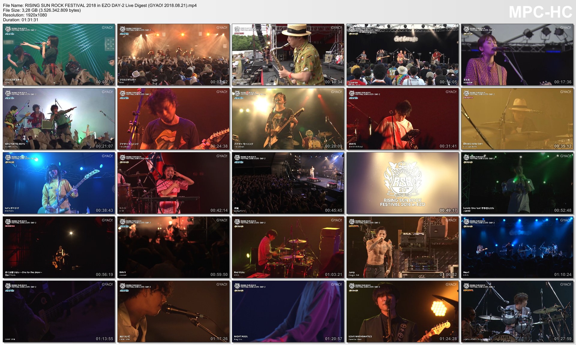[TV-SHOW] RISING SUN ROCK FESTIVAL 2018 in EZO DAY-1+2 Live Digest (2018.08.20,21)