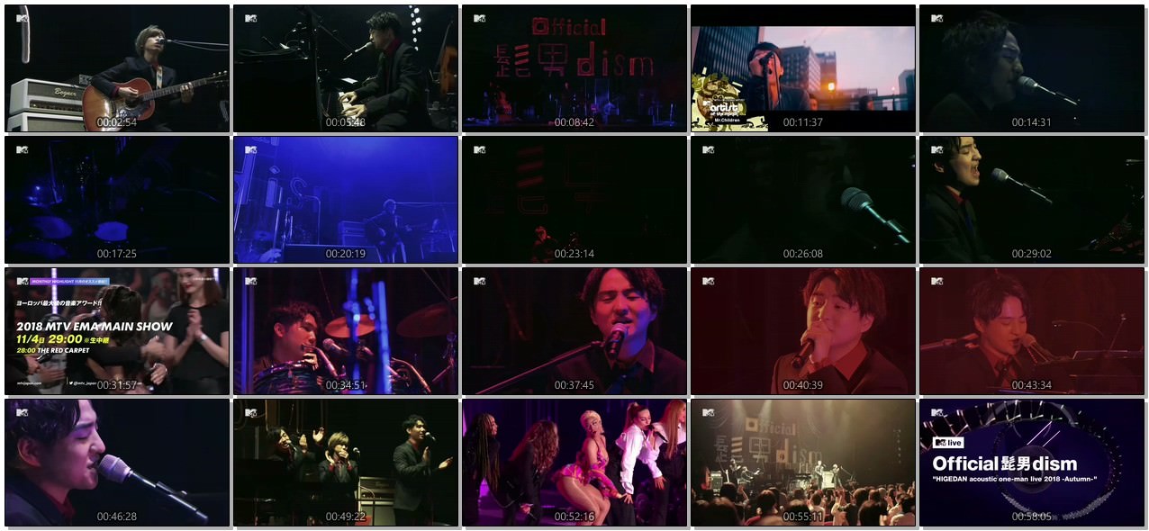 [TV-SHOW] Official髭男dism – MTV LIVE: HIGEDAN acoustic one-man live 2018 -Autumn- (2018.11.20)