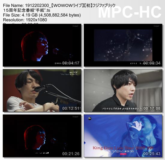 [TV-Variety] フジファブリック １５周年記念番組”手紙” (WOWOW Live 2019.12.20)