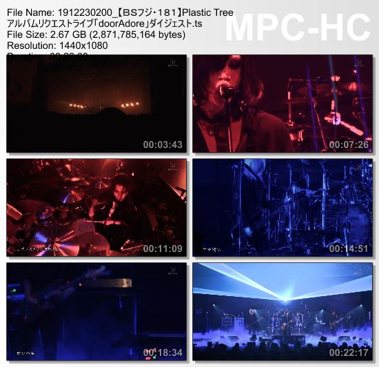 [TV-Variety] Plastic Tree アルバムリクエストライブ「doorAdore」ダイジェスト (BS-Fuji 2019.12.23)