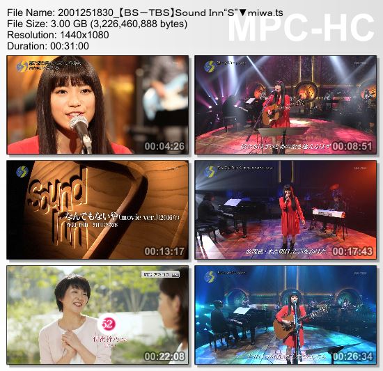 [TV-Variety] miwa – Sound Inn “S” (BS-TBS 2020.01.25)