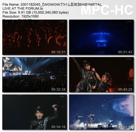 [TV-Variety] ベビーメタル – BABYMETAL LIVE AT THE FORUM (WOWOW Prime 2020.01.18)