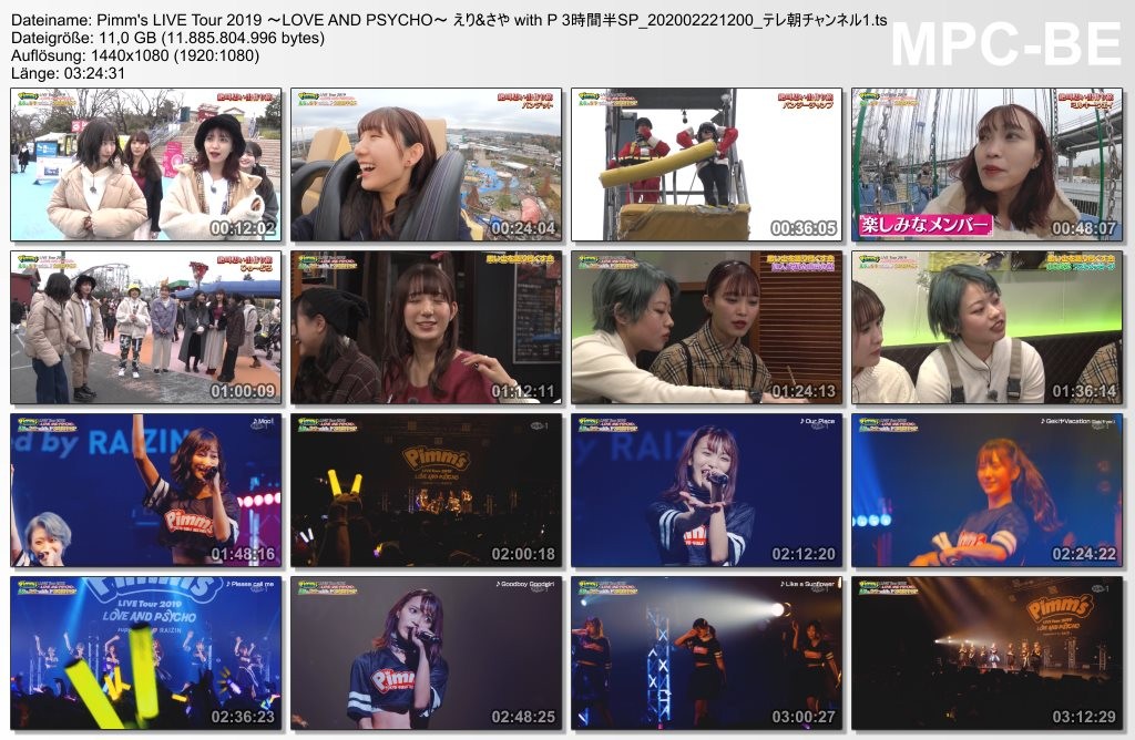 [TV-Variety] Pimm’s LIVE Tour 2019 〜LOVE AND PSYCHO〜 えり&さや with P 3時間半SP (2020.02.22)