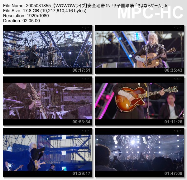 [TV-Variety] 安全地帯 IN 甲子園球場 「さよならゲーム」 (WOWOW Live 2020.05.03)