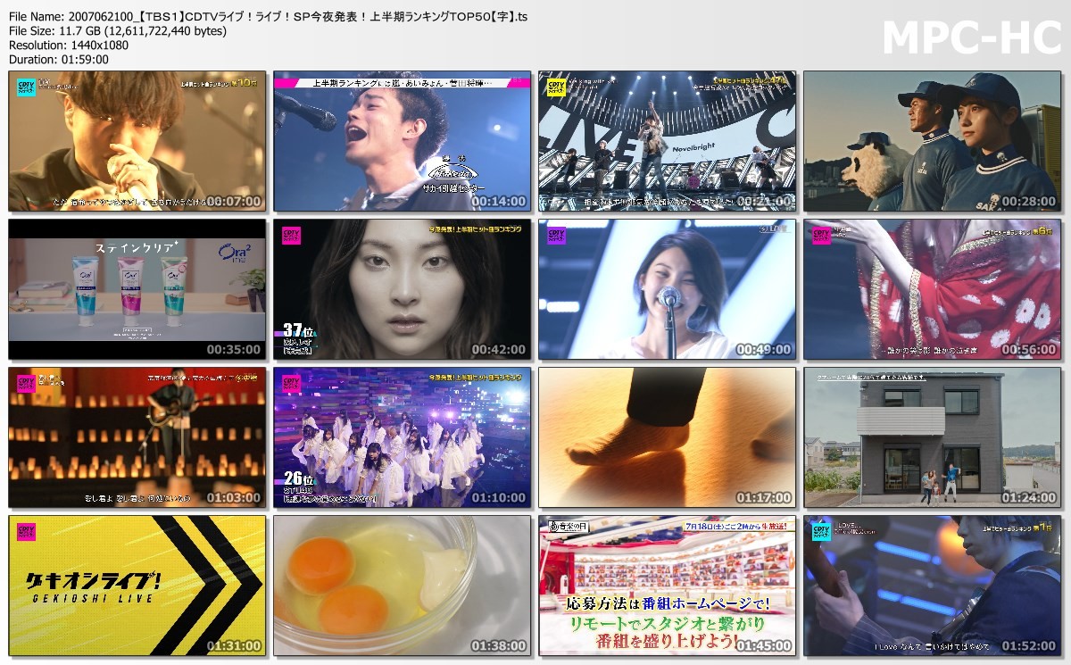 [TV-Variety] ＣＤＴＶライブ！ライブ！ＳＰ今夜発表！上半期ランキングＴＯＰ５０ (2020.07.06)