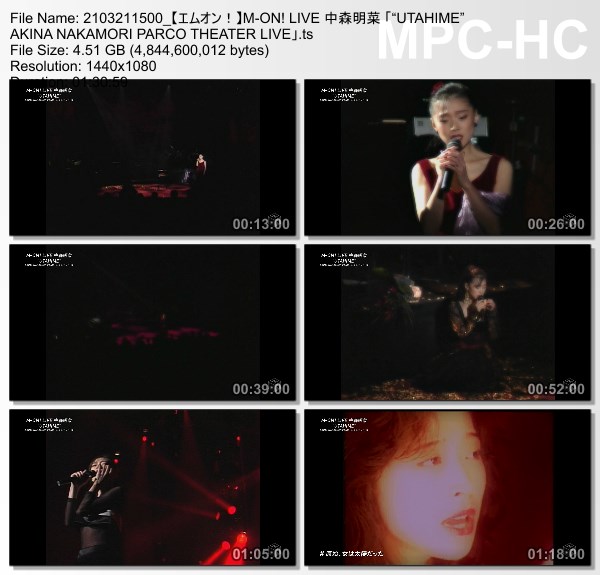 [TV-Variety] 中森明菜 「”UTAHIME” AKINA NAKAMORI PARCO THEATER LIVE」(M-ON! HD 2021.03.21)