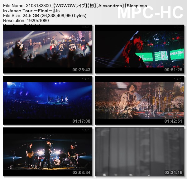 [TV-Variety] [Alexandros] Sleepless in Japan Tour -Final- (WOWOW Live 2021.03.18)