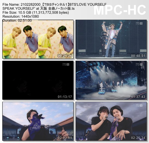 [TV-Variety] 방탄소년단 BTS’LOVE YOURSELF: SPEAK YOURSELF’ at 大阪 全曲ノーカット版 (TBS Channel 1 2021.02.28)