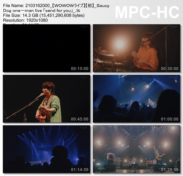 [TV-Variety] Saucy Dog one-man live “send for you” (WOWOW Live 2021.03.16)