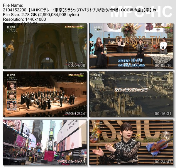 [TV-Variety] Little Glee Monster – クラシックＴＶ「リトグリが歌う♪合唱１０００年の旅」(NHKE 2021.04.15)