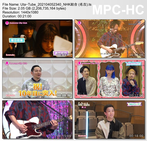 [TV-Variety] Uta-Tube “Awesome City Club Part 1” (NHKG 名古 2021.04.03)