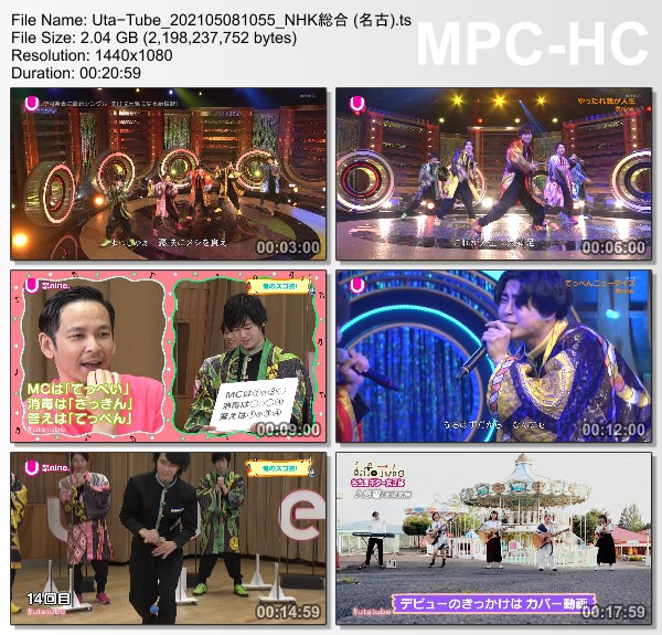 [TV-Variety] Uta-Tube “祭nine. Part 1” (NHKG 名古 2021.05.08)