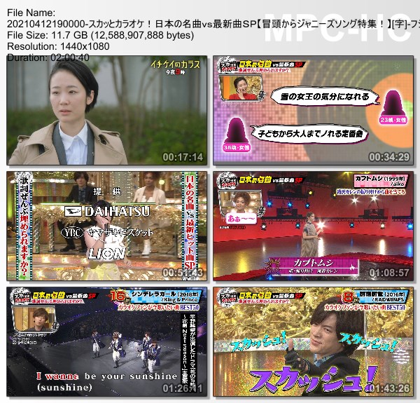 [TV-Variety] スカッとジャパン – 2021.04.12 – スカッとカラオケ！日本の名曲ｖｓ最新曲ＳＰ【冒頭からジャニーズソング特集！】
