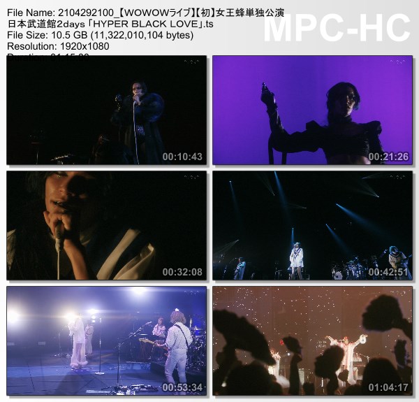 [TV-Variety] 女王蜂単独公演 日本武道館 2days「HYPER BLACK LOVE」(WOWOW Live 2021.04.29)