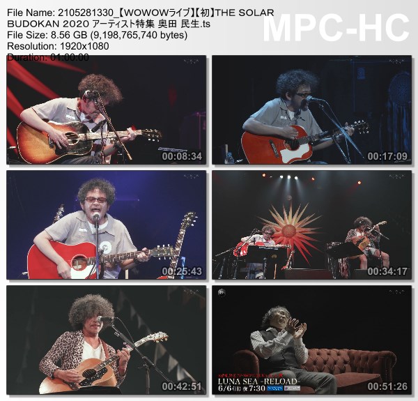 [TV-Variety] 奥田 民生 – THE SOLAR BUDOKAN 2020 アーティスト特集 (WOWOW Live 2021.05.28)