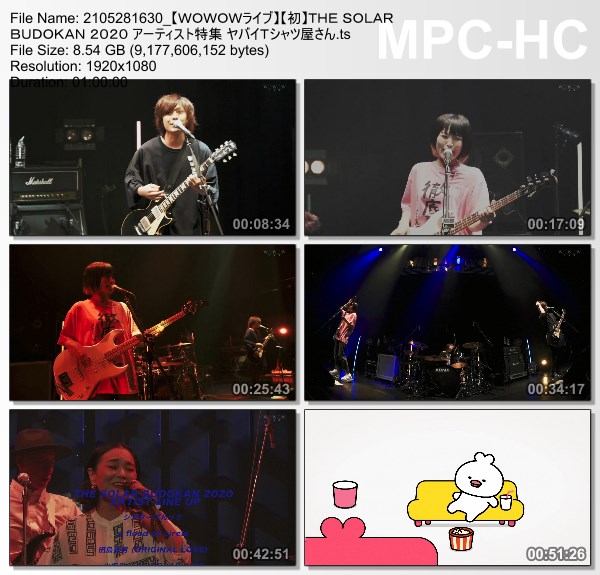 [TV-Variety] ヤバイＴシャツ屋さん – THE SOLAR BUDOKAN 2020 アーティスト特集 (WOWOW Live 2021.05.28)