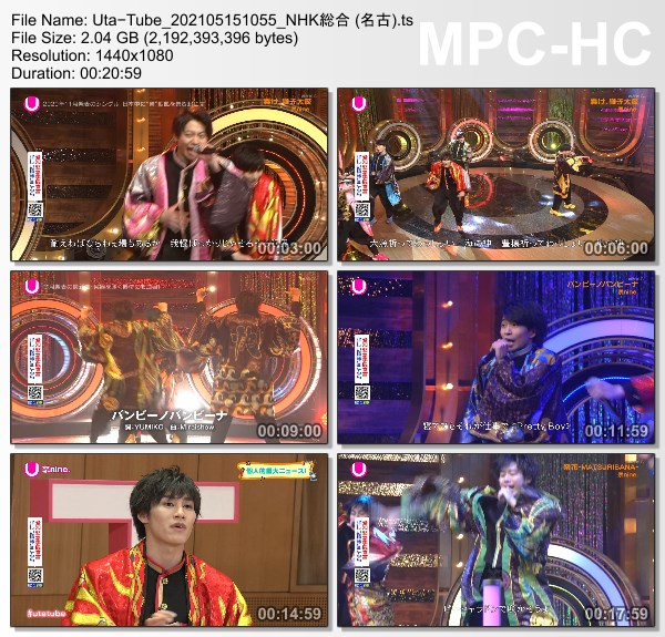 [TV-Variety] Uta-Tube “祭nine. Part 2” (NHKG 名古 2021.05.15)