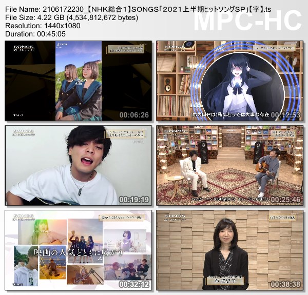[TV-Variety] NHK SONGS (2021.06.17) – 2021上半期ヒットソングSP