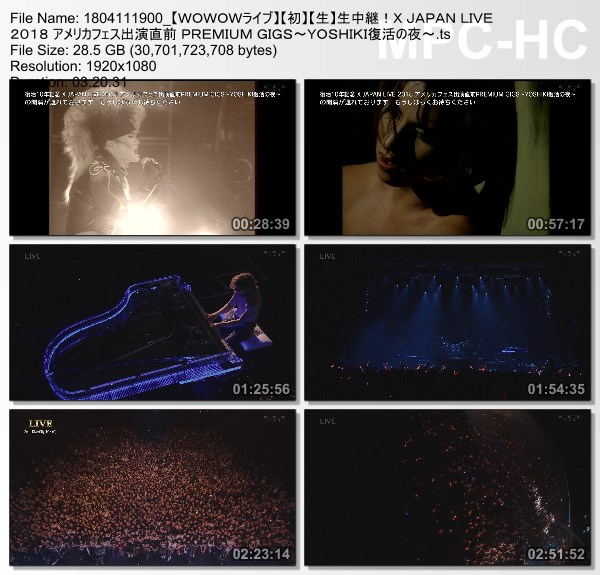 [TV-Variety] X JAPAN LIVE 2018 アメリカフェス出演直前 PREMIUM GIGS 〜YOSHIKI復活の夜〜 (WOWOW Live 2018.04.11)