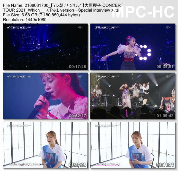 [TV-Variety] 大原櫻子 CONCERT TOUR 2021″Which?” ＜P＆L version＋Special interview＞(TeleAsa Ch1 2021.08.08)