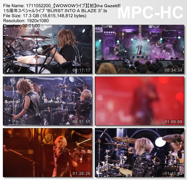 [TV-Variety] the GazettE 15周年スペシャルライブ “BURST INTO A BLAZE 3” (WOWOW Live 2017.11.05)