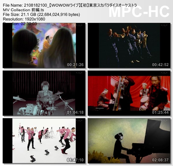 [TV-Variety] 東京スカパラダイスオーケストラ MV Collection 前編 (WOWOW Live 2021.08.18)