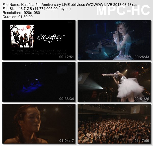 [TV-Variety] Kalafina 5th Anniversary LIVE “oblivious” (WOWOW LIVE 2013.03.13)
