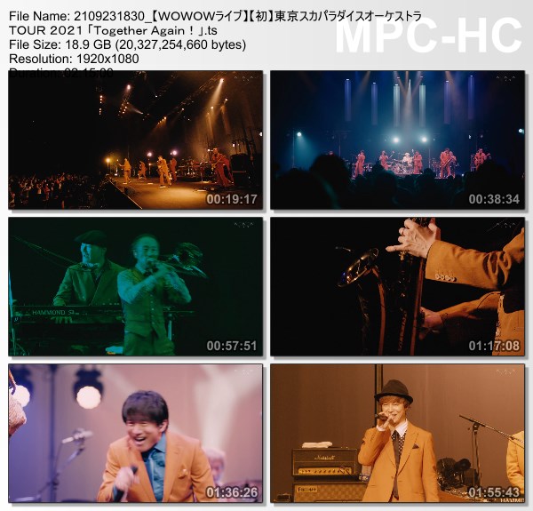 [TV-Variety] 東京スカパラダイスオーケストラ TOUR 2021 「Together Again!」(WOWOW Live 2021.09.19)