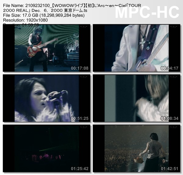 [TV-Variety] L’Arc～en～Ciel「TOUR 2000 REAL」 Dec. 6, 2000 東京ドーム (WOWOW Live 2021.09.19)