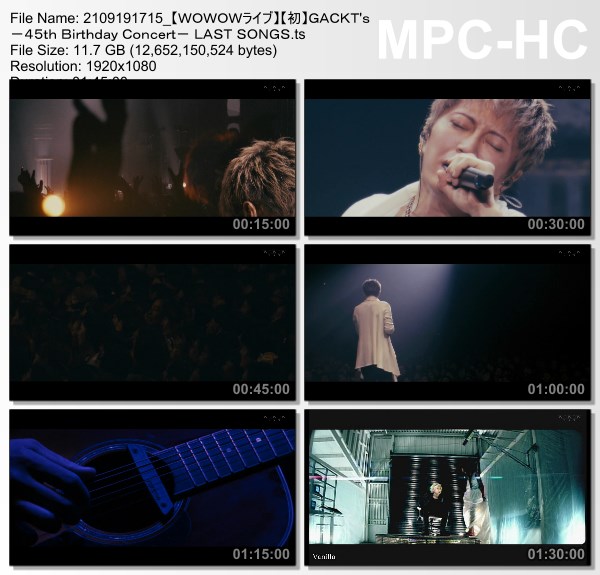 [TV-Variety] GACKT’s -45th Birthday Concert- LAST SONGS (WOWOW Live 2021.09.19)