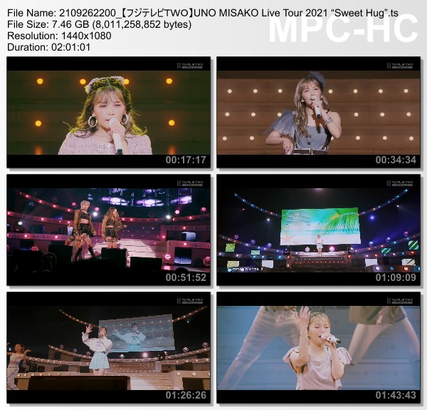 [TV-Variety] 宇野実彩子 – UNO MISAKO Live Tour 2021 “Sweet Hug” (FujiTV TWO 2021.09.26)