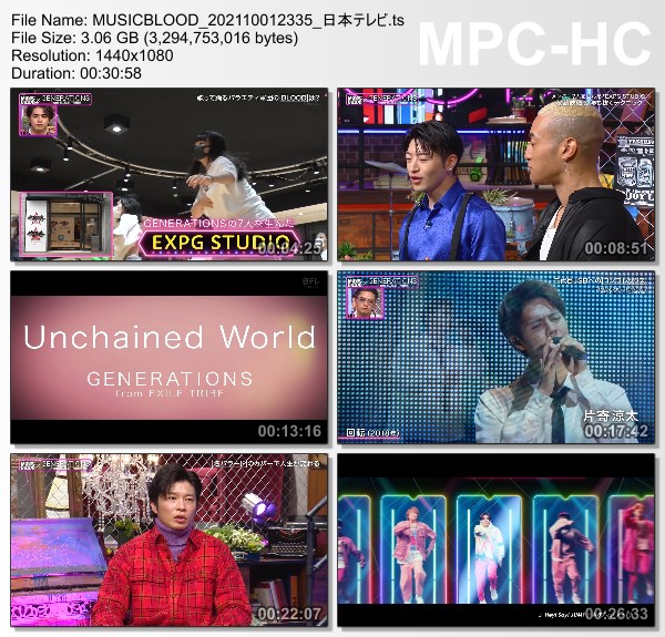 [TV-Variety] Music Blood – 2021.10.01 – GENERATIONS from EXILE TRIBE