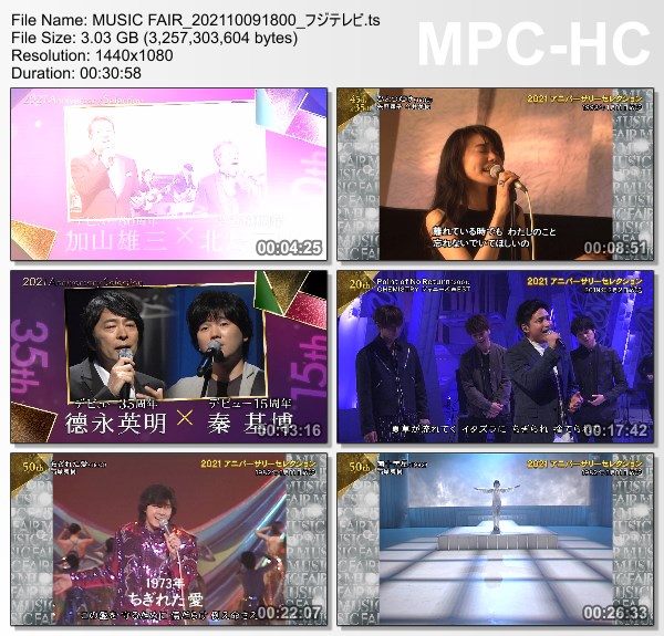 [TV-Variety] MUSIC FAIR – 2021.10.09