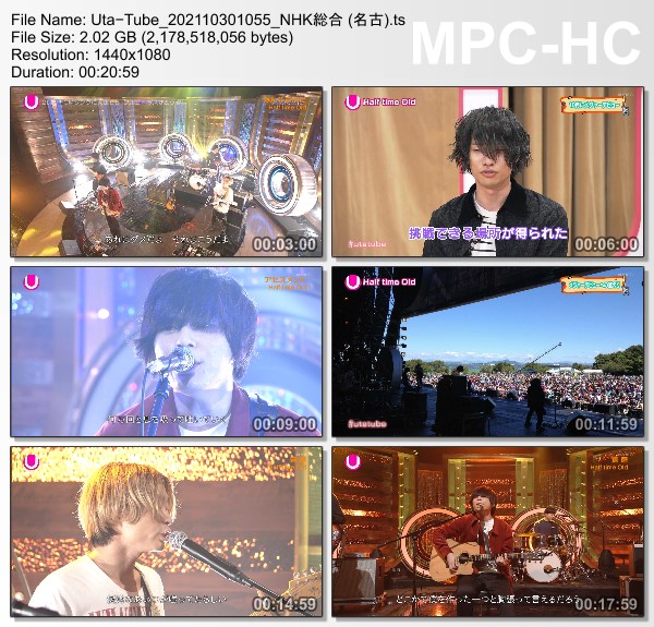 [TV-Variety] Uta-Tube “Half time Old Part 1” (NHKG 名古 2021.10.23)