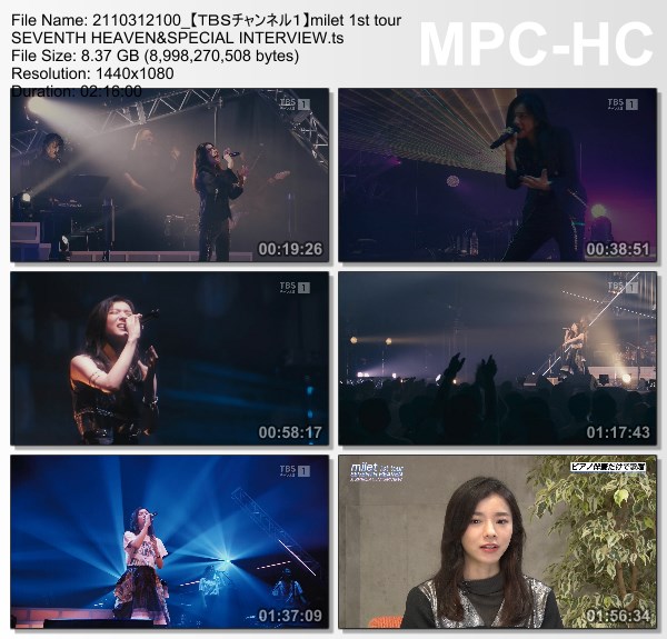 [TV-Variety] ミレイ – milet 1st tour SEVENTH HEAVEN&SPECIAL INTERVIEW (TBS Channel 1 2021.10.31)