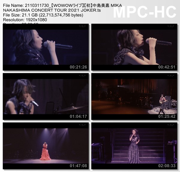 [TV-Variety] 中島美嘉 – MIKA NAKASHIMA CONCERT TOUR 2021 JOKER (WOWOW Live 2021.10.31)
