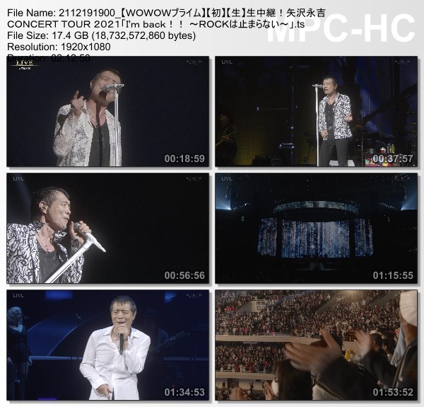 [TV-Variety] 矢沢永吉 – 生中継！Eikichi Yazawa CONCERT TOUR 2021「I’m back!! ～ROCKは止まらない～」(WOWOW Prime 2021.12.19)