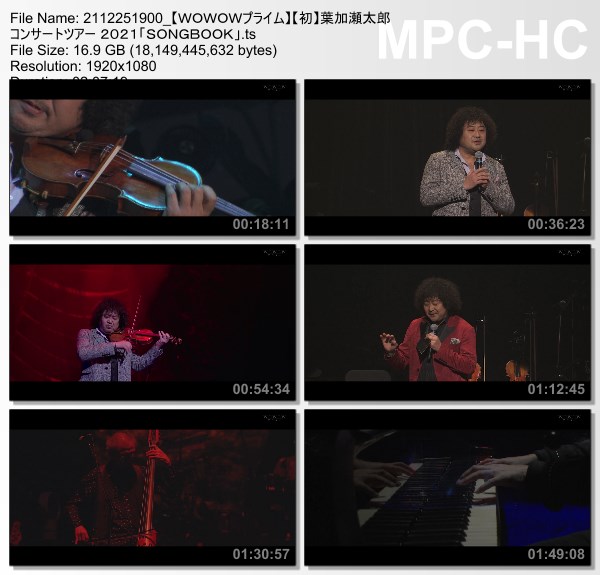 [TV-Variety] 葉加瀬太郎 コンサートツアー 2021 「SONGBOOK」(WOWOW Prime 2021.12.25)