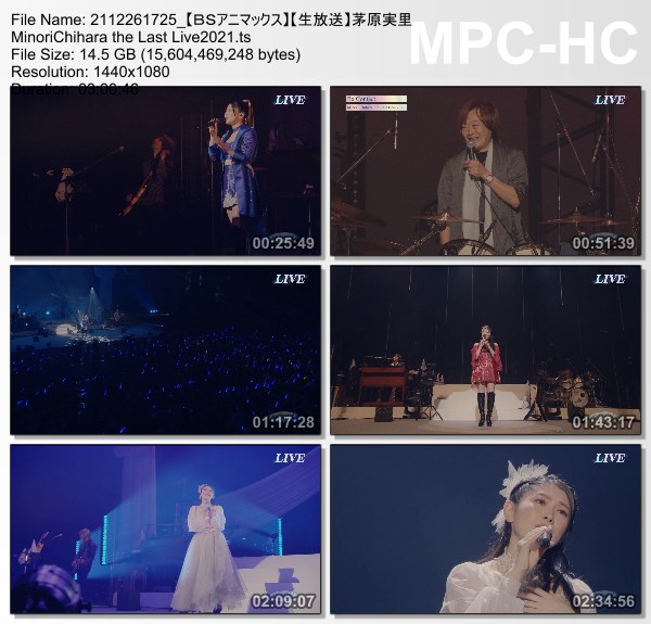 [TV-Variety] 茅原実里 – 【生放送】Minori Chihara the Last Live 2021 (BS-Animax 2021.12.26)