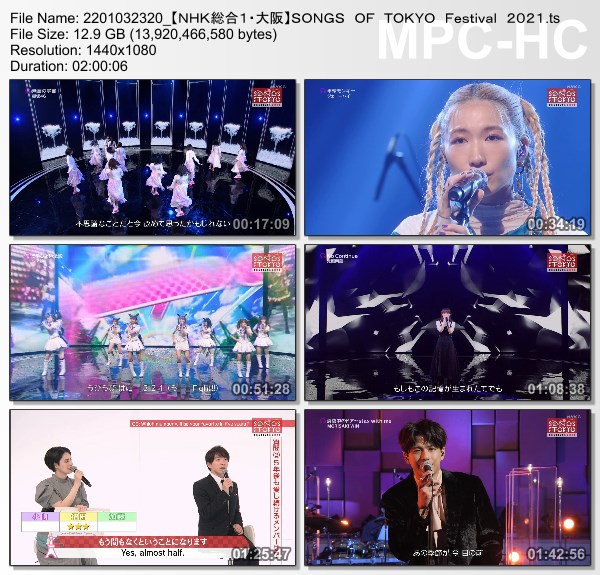 [TV-Variety] SONGS OF TOKYO Festival 2021 (NHKG 2022.01.03)