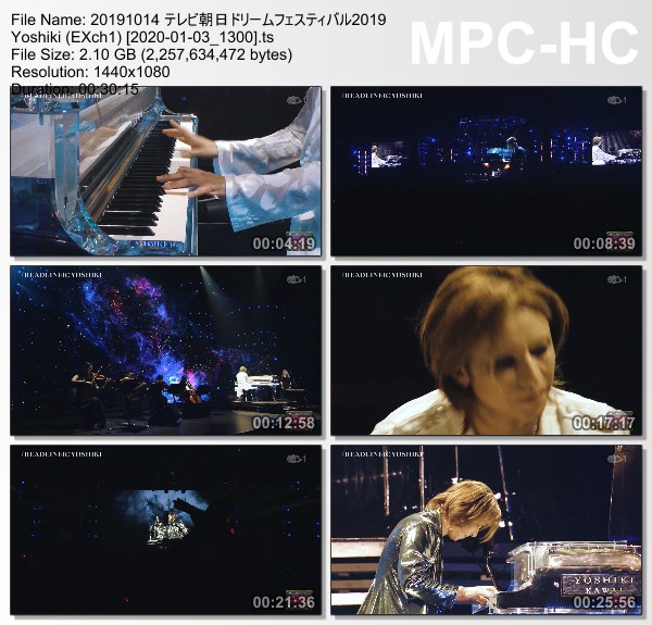 [TV-Variety] YOSHIKI – TV Asahi Dream Festival 2019 (TeleAsa Ch1 2020.01.03)