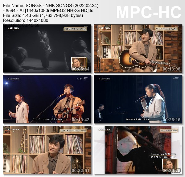 [TV-Variety] NHK SONGS (2022.02.24) – 第594回 – AI