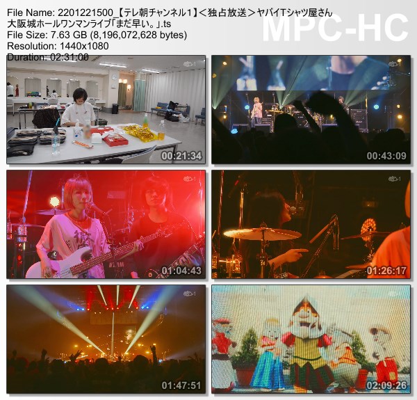 [TV-Variety] ヤバイTシャツ屋さん 大阪城ホールワンマンライブ「まだ早い。」(TeleAsa Ch1 2022.01.22)