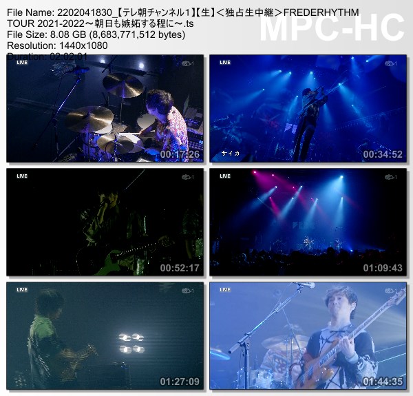 [TV-Variety] フレデリック – ＜独占生中継＞FREDERHYTHM TOUR 2021-2022～朝日も嫉妬する程に～ (TeleAsa Ch1 2022.02.04)