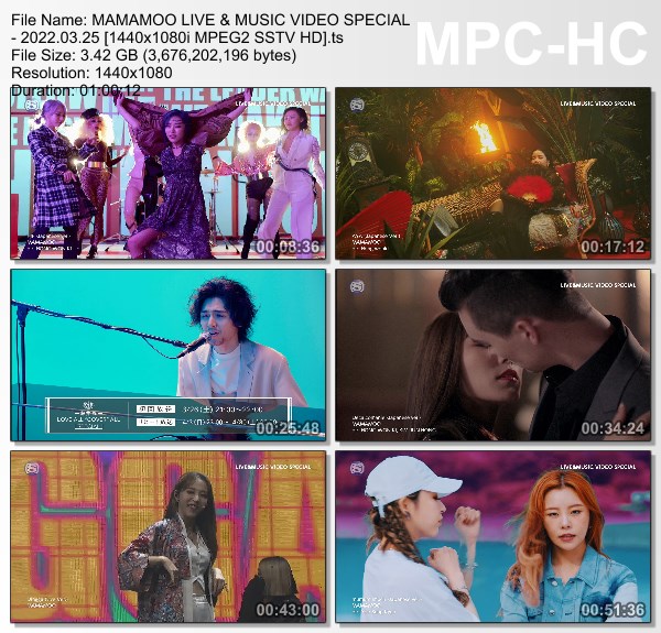 [TV-Variety] MAMAMOO LIVE & MUSIC VIDEO SPECIAL (SSTV 2022.03.25)