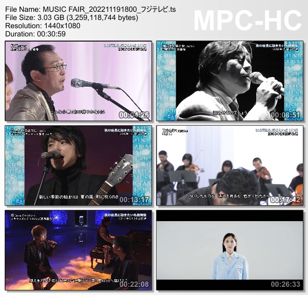 [TV-Variety] MUSIC FAIR – 2022.11.19