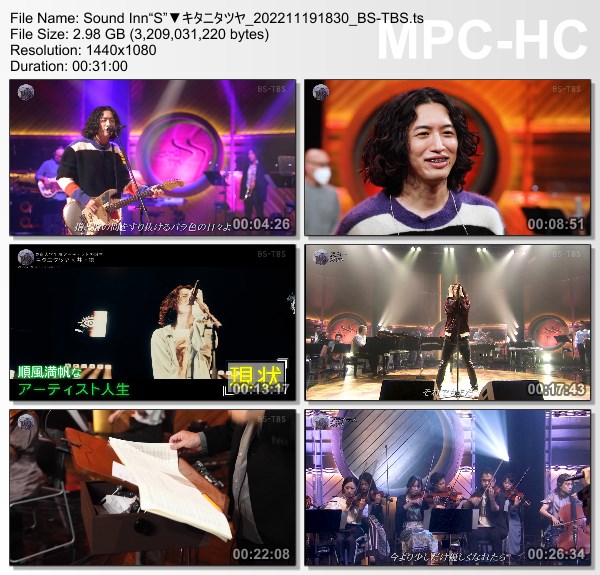 [TV-Variety] キタニタツヤ – サウンド・イン”S” (BS-TBS 2022.11.19