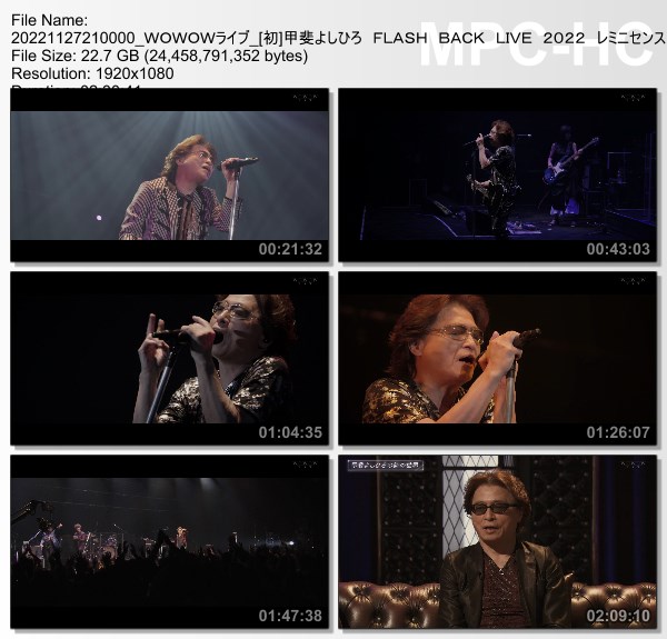 [TV-Variety] 甲斐よしひろ FLASH BACK LIVE 2022 レミニセンス presented by WOWOW『INVITATION』(WOWOW Live 2022.11.27)