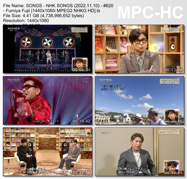 [TV-Variety] NHK SONGS (2022.11.10) – #620 – Fumiya Fujii