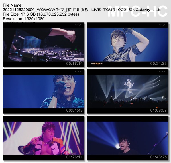 [TV-Variety] 西川貴教 LIVE TOUR 002「SINGularity Ⅱ -過形成のprotoCOL-」(WOWOW Live 2022.11.26)